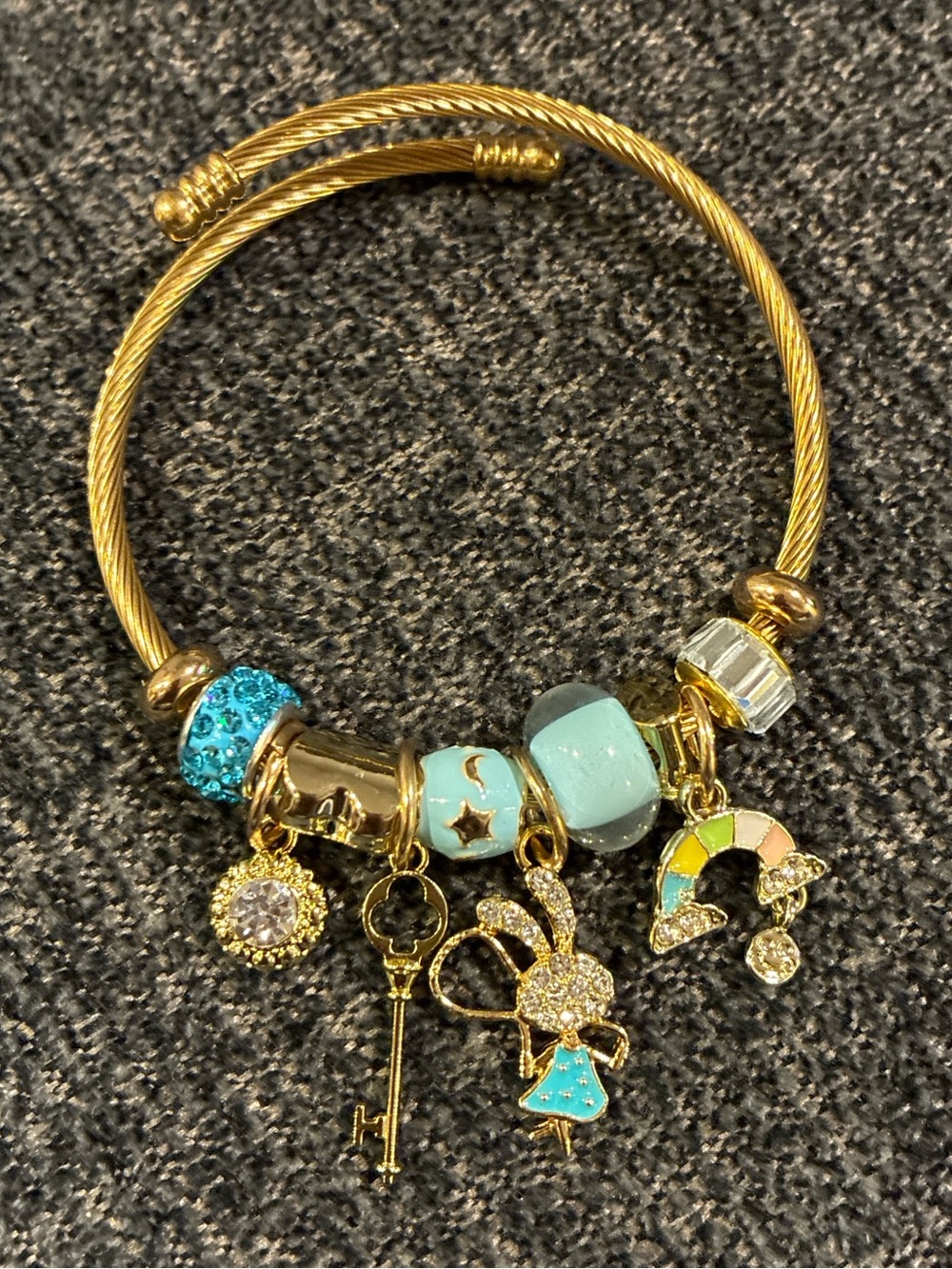 Gold-Tone Turquoise Charm Bangle Bracelet